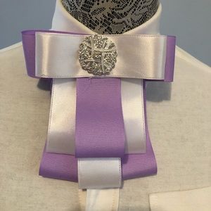 Women’s Purple & Silver Ribbon Tie with Brooch